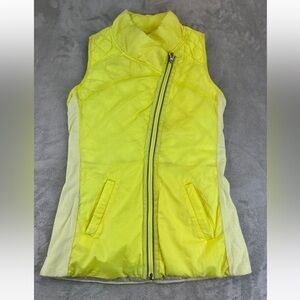 Lululemon down filled What the Fluff reversible yellow white reflective vest